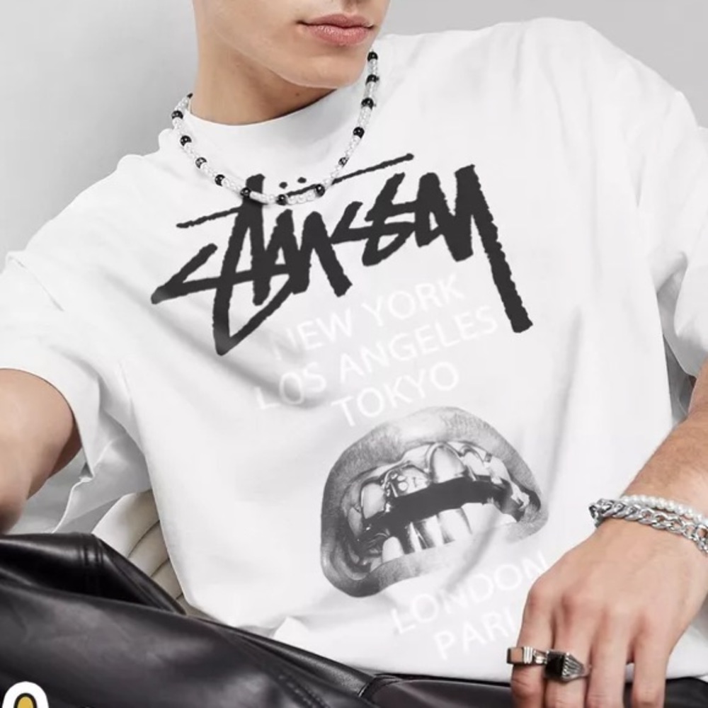 Stussy x Rick Owens World Tour Collection T-Shirt Size Medium White